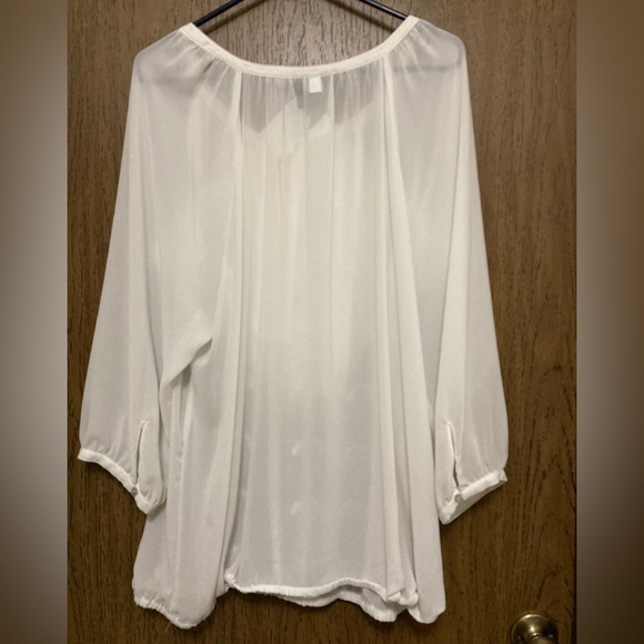 Lane Bryant 22-24 sheer white peasant blouse - Picture 2 of 7
